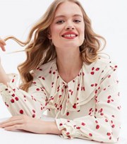 New Look Off White Strawberry Frill Collar Blouse